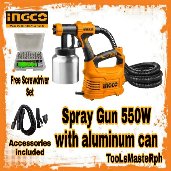 INGCO 550W Spray Gun Floor Based Electric Paint with Aluminum Can ...