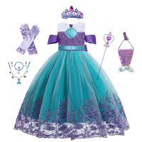 Girl Princess Little Mermaid Dress Kids Ariel Cosplay Costume Children Halloween Birthday Party Clothes Summer Dress Girl