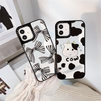 Casetify เคสป้องกันโทรศัพท์มือถือกระจก กันกระแทก ลายวัว ประดับโบว์ สําหรับ iPhone 14 Pro MAX 14 Plus 13 Mini 12 Promax 11 XR X XS MAX 7G 7 Plus SE2020