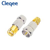 Cleqee F Type Male Plug to SMA Male Plug Straight RF Coaxial Adapter F Connector To SMA Convertor Gold