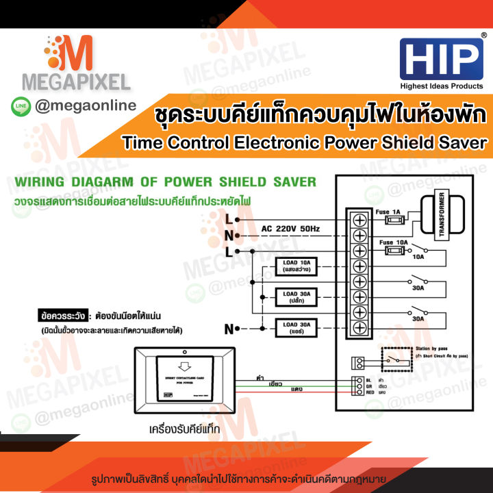 hip-time-control-electronic-power-shield-saver-ระบบคีย์แท็กควบคุมไฟห้องพัก-ประหยัดไฟ-ระบบควบคุมไฟโรงแรม-หอพัก-สวิทซ์ประหยัดไฟ-keytag-hip-cm-331-rfid-125-khz-mifare-13-56-khz