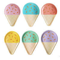 6 ชิ้นผสมสี Ice Cream Shape แผ่นกระดาษที่ใช้แล้วทิ้งงานแต่งงานวันเกิด Baby Shower เด็กฤดูร้อน Party อุปกรณ์ตกแต่ง-Heliru