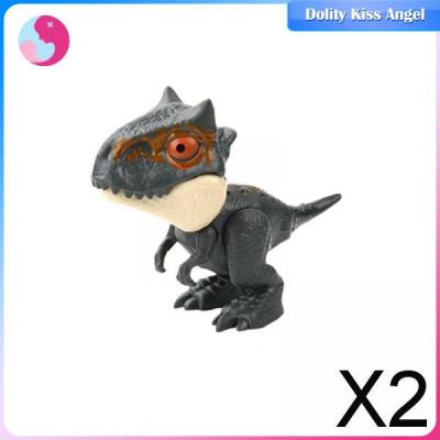 Dolity 2XBiting นิ้วของเล่นไดโนเสาร์กับข้อต่อยืดหยุ่นตุ๊กตาขยับแขนขาได้สำหรับอุปกรณ์เด็กสีเทาเข้ม Torosaurus