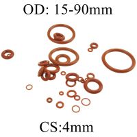 Gaskets42Mm ซีลความร้อนหนา4มม. 5ชิ้นซีลยางโอริงโอริงสีแดงความต้านทาน15-90มม. ซิลิคอน4มม. (42มม. X 4มม. 5ชิ้น)