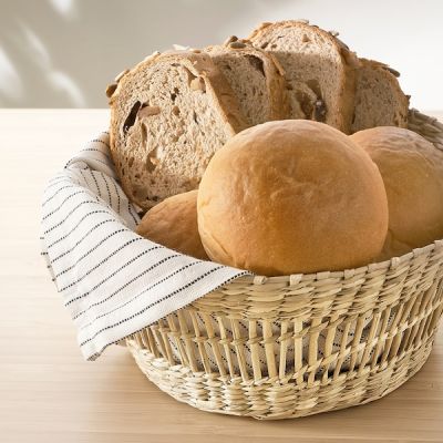 ตะกร้า ตะกร้าใส่ขนมปัง ตะกร้าสาน, สีเนเชอรัล sedge/ผลิตด้วยมือ ทรงรี/ทรงกลม Bread Basket