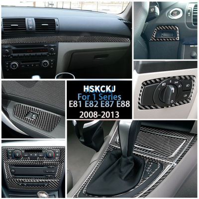 For BMW 1 Series E81 E82 E87 E88 2008-2013 Car Carbon Fiber Interior Gear Shift Stickers Co-pilot Accessories Window Button Trim