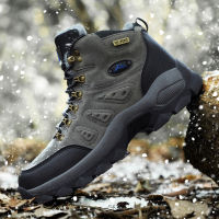 Brand Men Winter Snow Boots Waterproof Leather Sneakers Super Warm Mens Boots Outdoor Unisex Hiking Boots Work Shoes Size 36-48