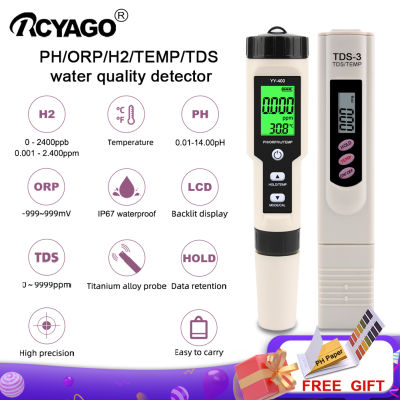 RCYAGO เครื่องทดสอบคุณภาพน้ำ4 In 1,เครื่องวัดระบบน้ำ H2 /Ph/orp/ TEMP สำหรับสระว่ายน้ำน้ำดื่ม + มิเตอร์ TDS เครื่องทดสอบคุณภาพน้ำ