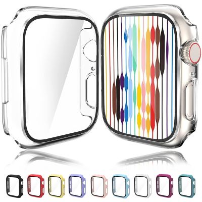 Tempered Glass+cover For Apple Watch 8 7 6 5 4 3 se PC bumper Screen Protector Case iWatch series 44mm 40mm 42mm 38mm 45mm 41mm Cases Cases