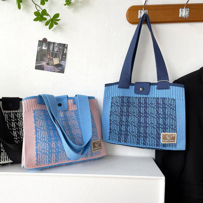 Buckle Large Capacity Womens Bag Handbag Knitted Bag Versatile Shoulder Bag