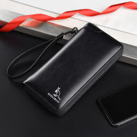 New Mens Zipper Wallet Long Leather Wallet RFID Blocking Credit Card Bag Business Card Holder Mens Purse Mobile Phone Bag