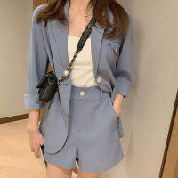 Suit Fashion Small Suit Hepburn Small Fragrance Korean Version Shorts Two-piece Set Girls Purple Jacket and Pants Set