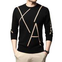 2022 New Fashion Brand Knit High End Designer Winter Wool Pullover Black Sweater for Man Cool Autum Casual Jumper Mens Clothing