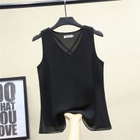 【Feb】 Plus Size Shirts 6XL Summer Chiffon Blouse New Womens Tops Fashion Women Sleeveless Casual Loose V-neck Blouse XZ807