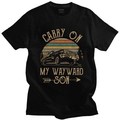 เสื้อยืดลําลองผ้าฝ้ายแขนสั้นพิมพ์ลาย Carry On My Wayward Son กราฟฟิคสําหรับผู้ชาย  5Y28