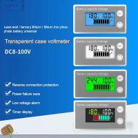 LEAPEN จอ LCD แสดงผล ตัวแสดงความจุแบตเตอรี่ ลิเธียม LiFePO4เซลล์ตะกั่วกรด DC8-100V โวลต์มิเตอร์แบบดิจิตอล ที่มีคุณภาพสูง มืออาชีพอย่างมืออาชีพ มิเตอร์ไฟฟ้ามิเตอร์