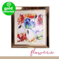 กรอบรูป ภาพวาดวิว ดอกไม้ A พร้อมกรอบรูปตกแต่งห้อง premium สี Rose Gold ขนาด 50x48 cm / Flower A painting decoration frame