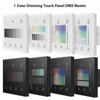 ┇ 1 Zone Dimming Glass Touch Panel DMX512 Master AC 100-240V CCT/RGB/RGBW/RGBCCT LED Light Dimmer Switch 2.4G RF Remote Control