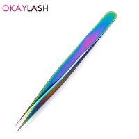 OKAYLASH ชุดเครื่องมือสำหรับตะไบเล็บแบบตรงปลายแหลมคีมแหนบสแตนเลสตัวต่อขนตา