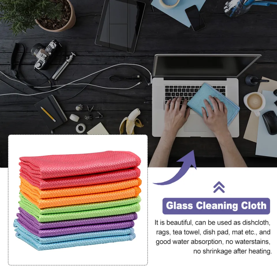 5/10pcs Microfibre Dish Towels Fish Scale Cleaning Cloth Reusable Kitchen  Wipes Soft Dishcloths Lint-Free Cleaning Cloth for