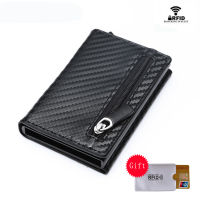 BISI GORO 2021 Card Holder Money Bag Aluminum Box Card Wallet RFID PU Leather Pop Up Card Case Magnetic Carbon Fiber Coin Purse