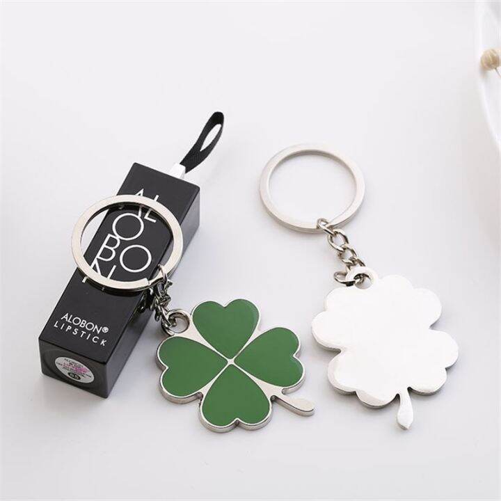 hot-sale-creative-green-color-four-leaf-clover-fortune-keychain-key-chain-ring-pendant-bag-accessories-girls-cute-keyring-gifts