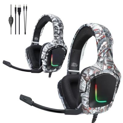 Wired Gaming Headset with 3.5mm Plug 50mm Drivers Surround Sound HD Mic for Ps4 Pc Laptop Gamer Headphone Camouflage way