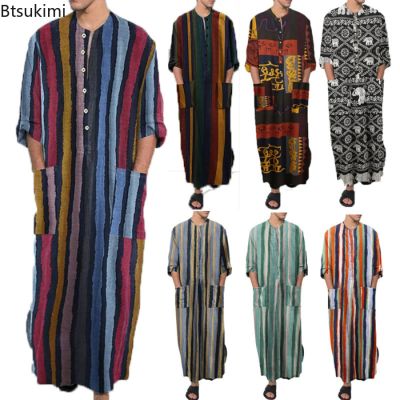 2023ชุดนอนสายฝ้าย Abayas สำหรับผู้ชาย,ชุดนอนเสื้อคลุมเสื้อคลุมอาบน้ำชุดคาฟตันชุดคลุมชายหาดวันหยุดชุดอาหรับชุดคาฟทันมุสลิม