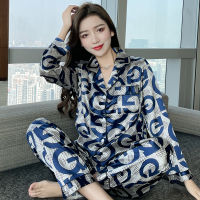 Woman Pajamas Set 2 Pieces Sexy Stain Silk Women Sleepwear Autumn Winter Spring Pyjamas Long Sleeve Suit Homewear Loung Wear