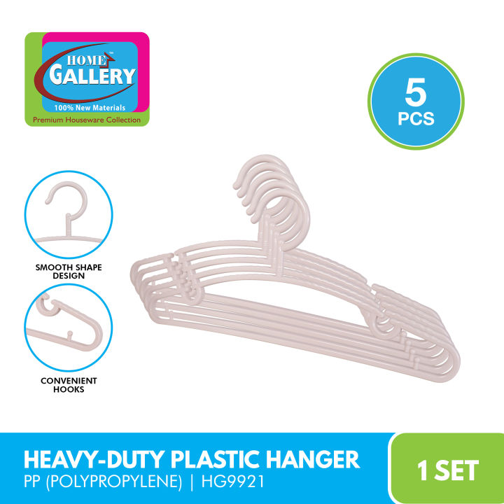 5pcs Plastic Heavy Duty Clothes Hangers With Non-slip Design And