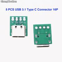 ChengHaoRan 5PCS USB 3.1 Type C Connector 16 Pin Test PCB Board Adapter 16P Connector Socket For Data Line Wire Cable Transfer