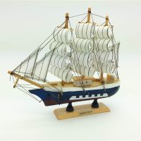 Wooden Boat Model Ornamental Sailing Boat Wood Ship for Home Office Desktop Decoration Beach Boat Ornaments
