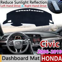 สำหรับ Honda Civic 8 9 10 2006 ~ 2019แผ่นบังแดดแผ่นคลุมแผงหน้าปัดรถยนต์ป้องกันเสื่อกันลื่นอุปกรณ์เสริมพรมปกป้องรถ FB FK FA FD