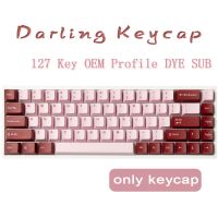 PBT Keycaps 127 Key OEM Profile DYE SUB Personalized Darling Keycap for Cherry MX Switch Mechanical Keyboards