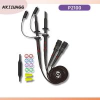 MKJIUHGG 2pcs 100 MHz เครื่องแสดงคลื่นกระแสไฟฟ้าของ P2100 100:1 สีดำสีดำ หัววัด การทดสอบ BNC สายทดสอบสำหรับทดสอบ