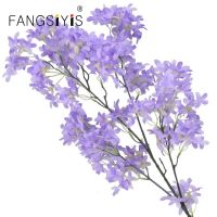 Encrypted Simulation Lilac Flower Artificial Cross Cherry Blossom Home Living Room Fake Flowers Party Wedding Decoration Artificial Flowers  Plants