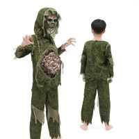 Kids carnival Creepy Intestines Zombie Skull Costumes Cosplay Gross Mask Skeleton Camouflage Clothing Swamp Monster Party Props