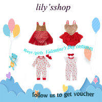 lilysshop Baby Girls Valentines Costumes Jumpsuit Romper Fly Sleeve Hollow Out Heart Printed 0-24M