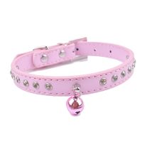 Fashion Pu Leather Dog Collar With Bell Bling Rhinestones Studded Collars for Small Dogs Puppy Supplies