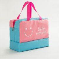 New Storage Bags Unisex Smiling Face Beard Print Washing Bag Dry and Wet Separation Zipper Storage Bag with Soft Handle