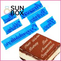 SUN BOX 6Pcs ใช้ซ้ำได้ ความปรารถนาดีที่สุด ขอแสดงความยินดีด้วย เค้กรูปเค้ก การอบ แสตมป์ประทับตราเค้ก แม่พิมพ์ตัวอักษรนูน ฟองดองท์