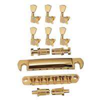 มิราเคิลส่องแสง 1 เซ็ต TUNE - โอ - เมติคสะพาน Tailpiece กับ 6R ปรับจูนกีตาร์ LP ทอง - นานาชาติ