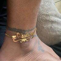 【CW】❀№  Custom Name Ankle Personalized Nameplate Anklets Men Leg Chain Foot Jewelry