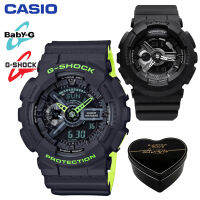 G-Shock Baby-G GA110 BA110 ชายและหญิงคู่กีฬานาฬิกากันน้ำและกันกระแทกเวลาโลกนำหน้าจอแสดงผลคู่ 4 ปีรับประกันสากล BA-110BC-1A GA-110LN-8AJF