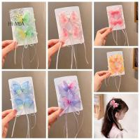 HI MIA 2pcs/set พู่ห้อยคอ กิ๊บติดผมรูปผีเสื้อ ผ้าผ้าทอ โลหะผสมอัลลอยด์ เด็ก barrettes แฟรี่ Hanfu เครื่องประดับ กิ๊บติดผมเด็กผู้หญิง ของขวัญสำหรับเด็ก