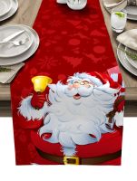 Merry Christmas Santa Linen Table Runner Wedding Decorations Washable Coffee Table Runner Kitchen Christmas Decorative