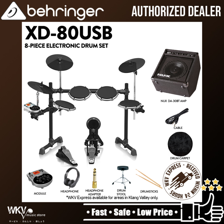 Behringer XD80USB 8piece Electronic Drum Set with NUX DA30BT Amp