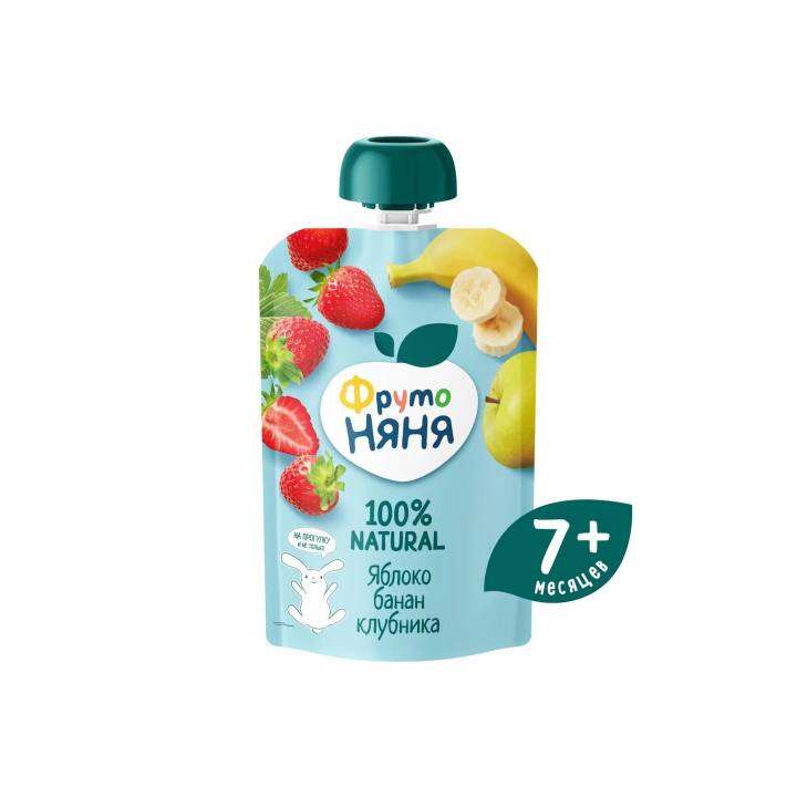 Десерт ФрутоНяня из яблок, бананов, клубники 90 г с 7 месяцев | Lazada ...