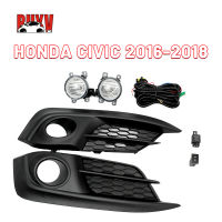 BuyV ไฟตัดหมอกสำหรับ HONDA CIVIC,ไฟตัดหมอกฮาโลเจนรถด้านหน้ากลางวันวิ่งไฟส่วนสำหรับ Honda Civic 2016 2017 2018