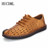 Summer Leather Casual Shoes for Man Hole Breathable Men Loafers Light Soft Driving Mens Shoes Big Size 38-48 Dropshipping